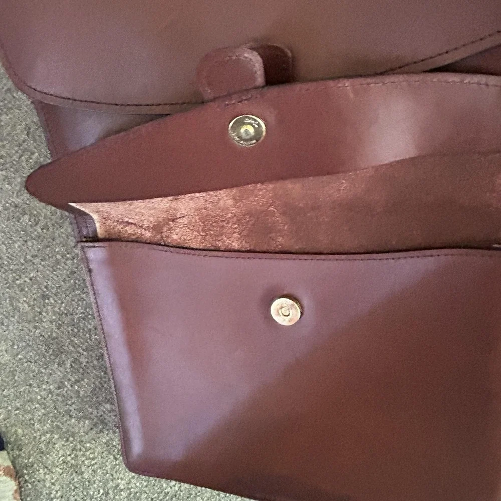 Schlesinger Bag Brown Leather Business Case Shoulder Briefcase Law USA Vintage